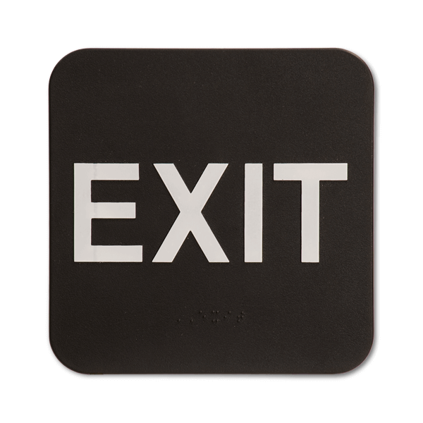 Black Exit ADA Braille Sign | 6" x 6"