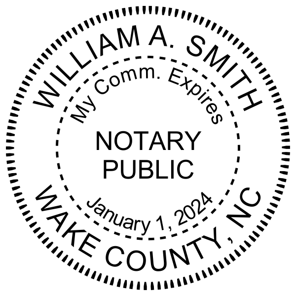 North Carolina With Expiration Date Round Pink Notary Seal - alternate view