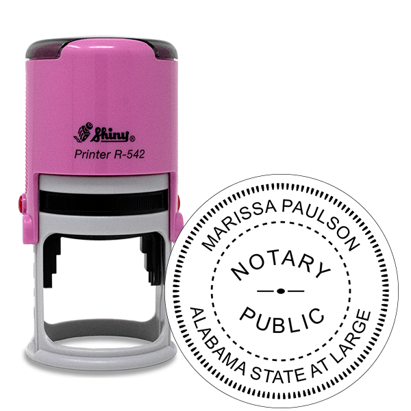 Alabama Notary Pink Stamp - Round