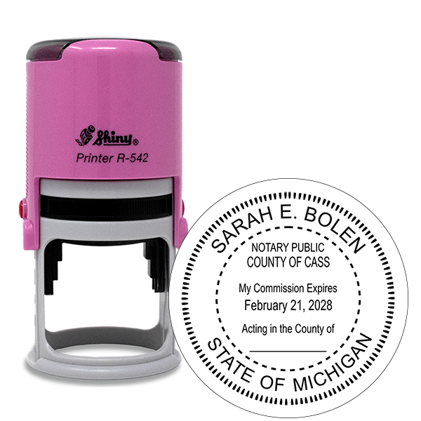 Michigan Notary Pink Stamp - Round