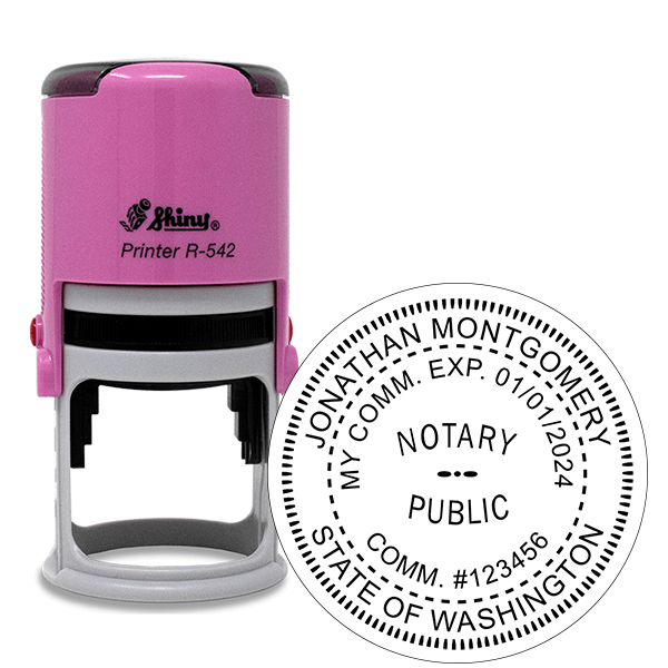 Washington Notary Pink Stamp - Round