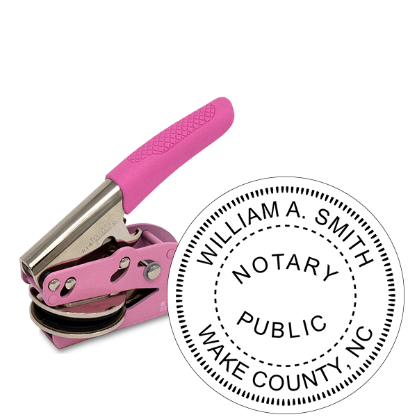 North Carolina Notary Pink Seal Embosser - Round