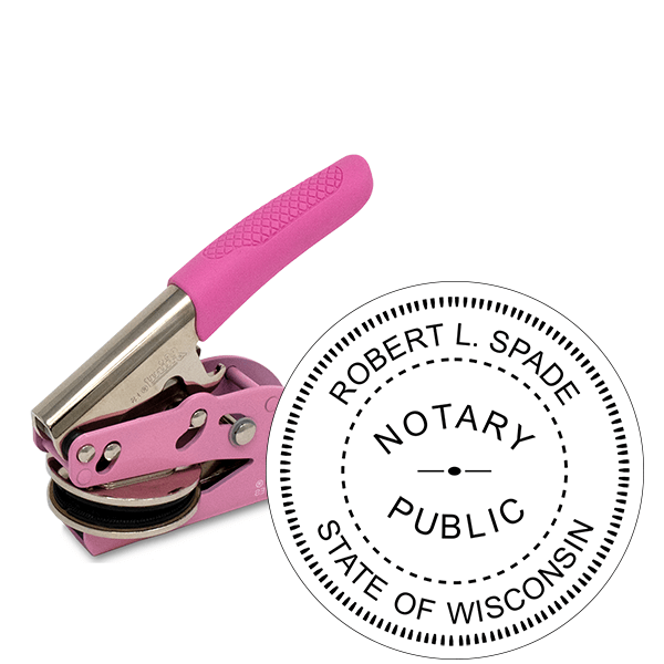 Wisconsin Notary Pink Seal Embosser - Round