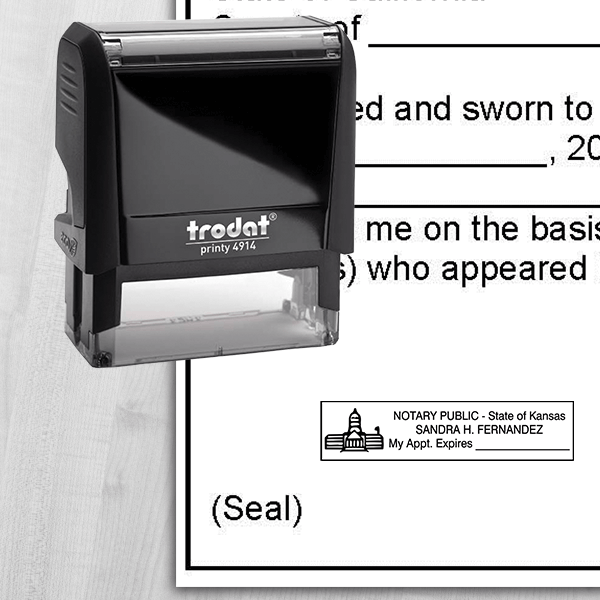 Kansas Notary Rectangle Seal - alternate view