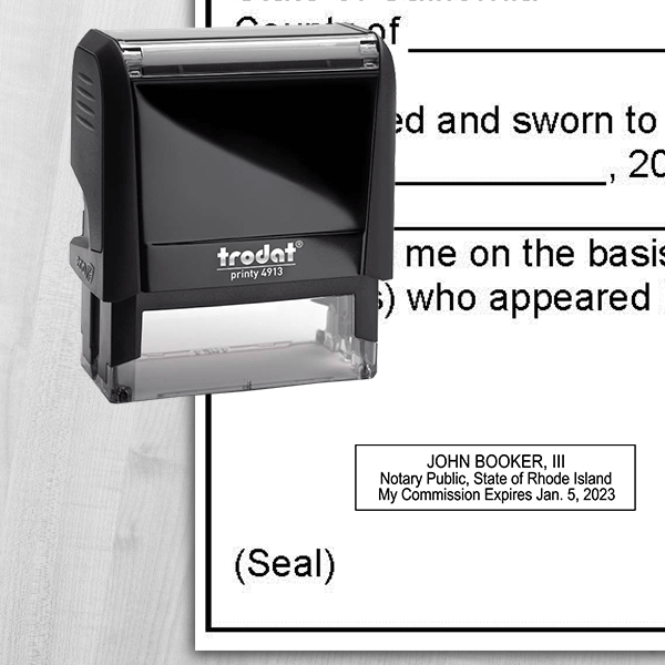 Rhode Island Notary Rectangular State Stamp - alternate view