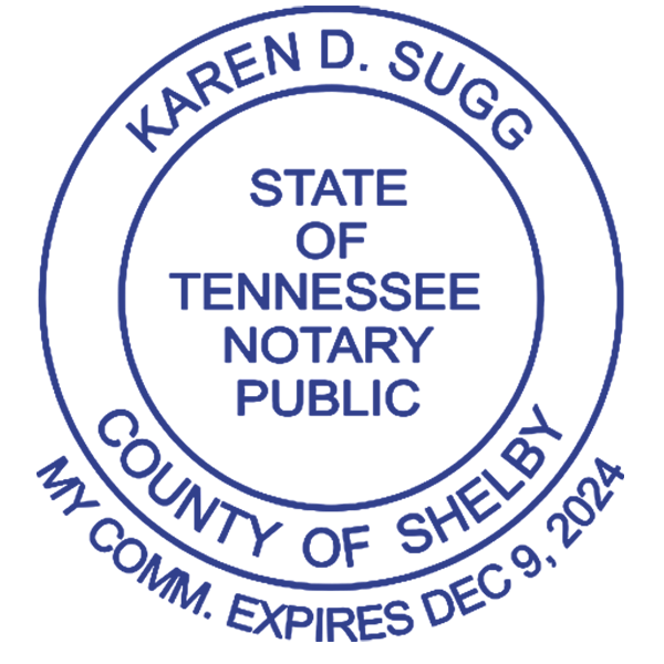 Tennessee Date Below Circle Round Notary Seal - alternate view