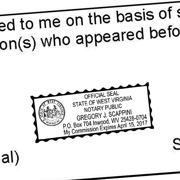 West Virginia Rectangle Notary Seal - alternate view