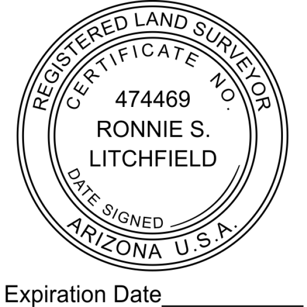 State of Arizona Land Surveyor with Expiration Seal - alternate view