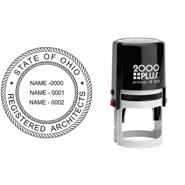 State of Ohio Architect Seal - Three Names - alternate view