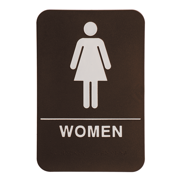 Brown Women's ADA Braille Restroom Sign | 9" x 6"