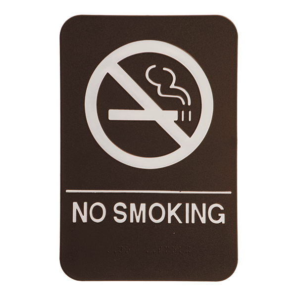 Brown No Smoking ADA Braille Sign