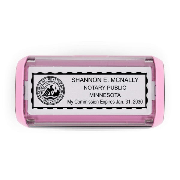 Minnesota Pink Rectangle Notary Stamp - alternate view
