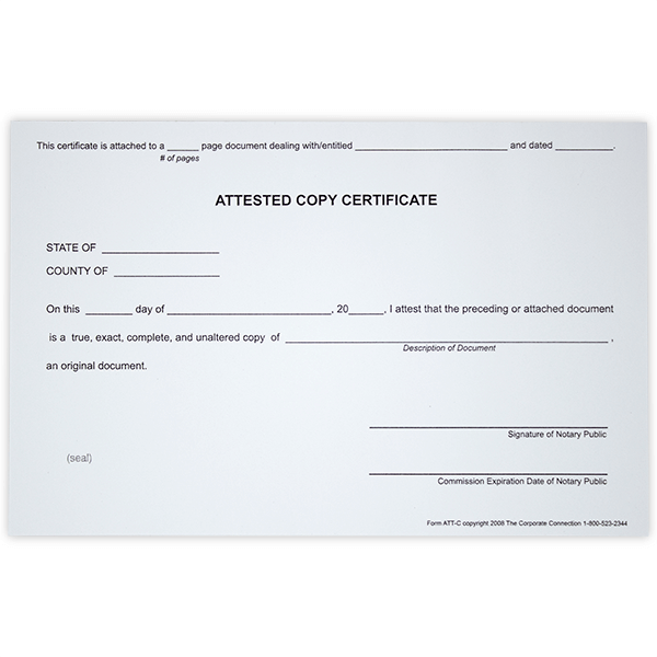 Attested Copy Notary Certificates