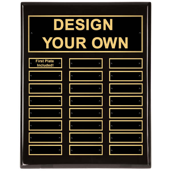 Black Piano Finish 11" x 14" Perpetual Plaque with 24 plates