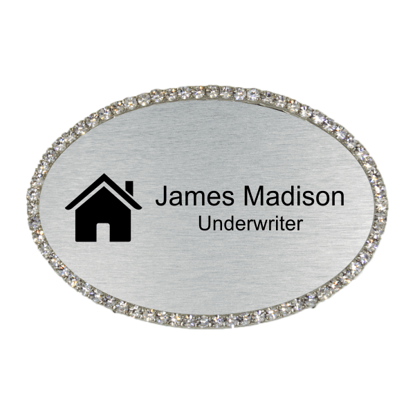 Bling Realtor Engraved Oval Name Tag