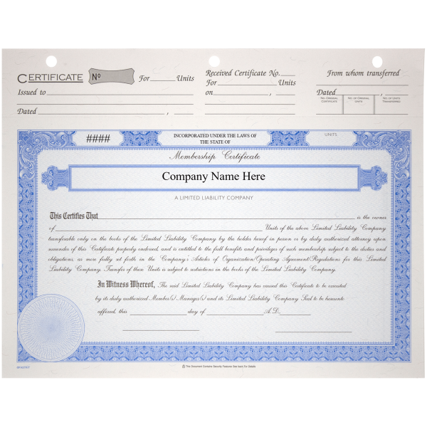 BLUTO 03 LLC Membership Certificates - alternate view