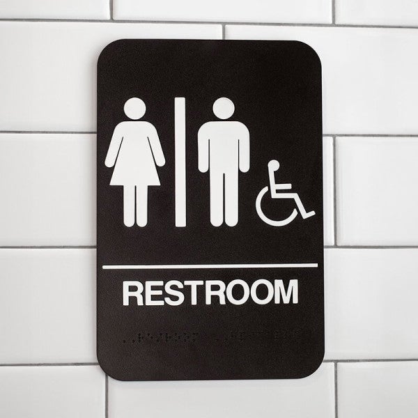 Brown Unisex Handicap 9" x 6" ADA Braille Restroom Sign - alternate view