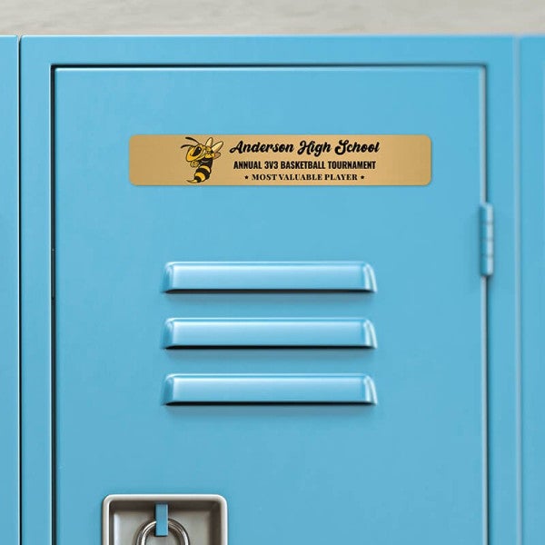 Horizontal Full Color 1" x 6" Brass Signs  - alternate view