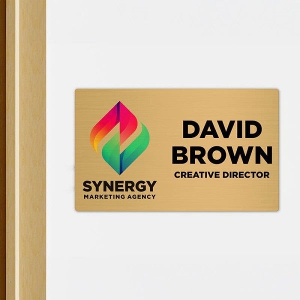 Horizontal Full Color 6" x 10" Brass Signs  - alternate view