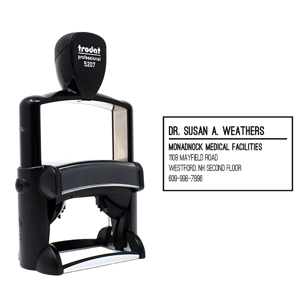 Custom Condensed Sans Serif 5 Line Professional Stamp - alternate view