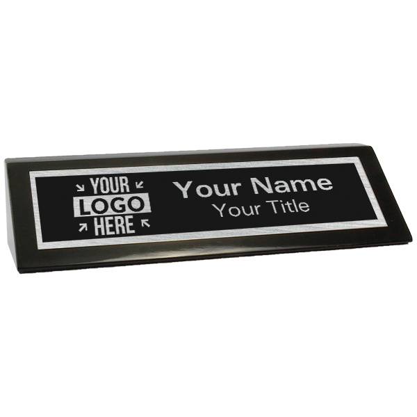 Custom Black 2" x 8" Logo Desk Plate - alternate view