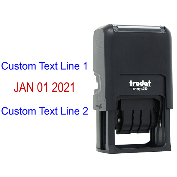 Self-Inking Top and Bottom Line Custom Date Stamp Body and Design