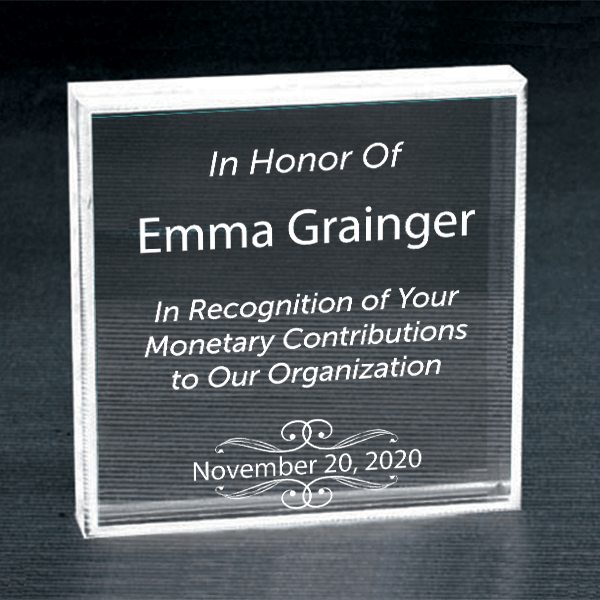Donor Recognition Clear Paperweight