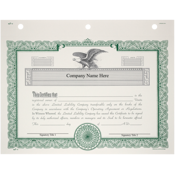 Duke 16 LLC Membership Certificates - alternate view