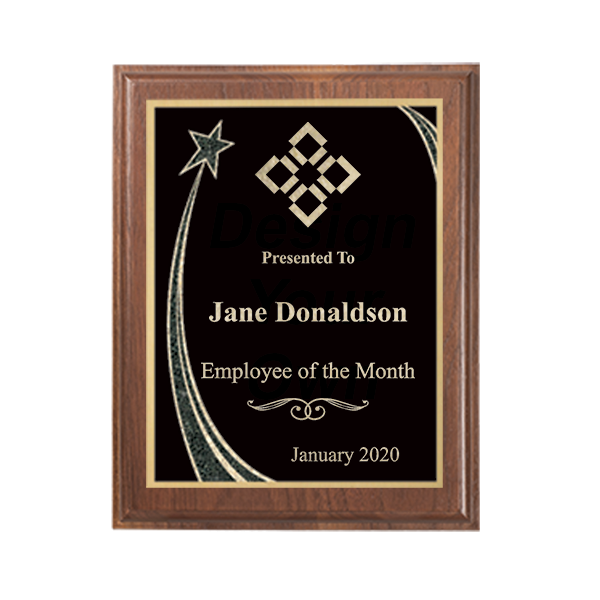 Employee of the Month Rising Star Walnut Plaque