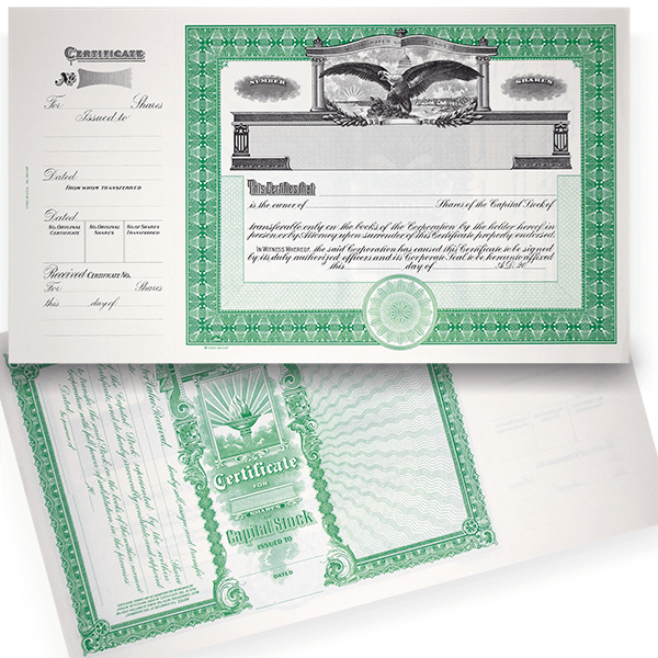 GOES 364 Blank Capital Stock Certificates | Quantity of 20 or More