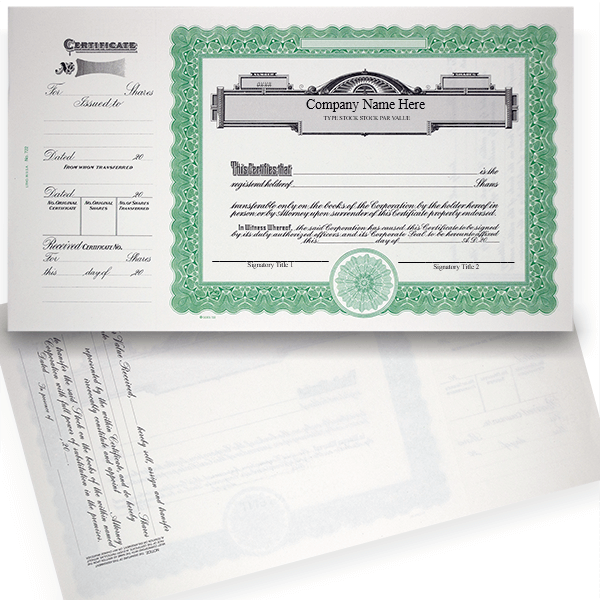 GOES 722 Standard Stock Certificates | Quantity of 20 or More