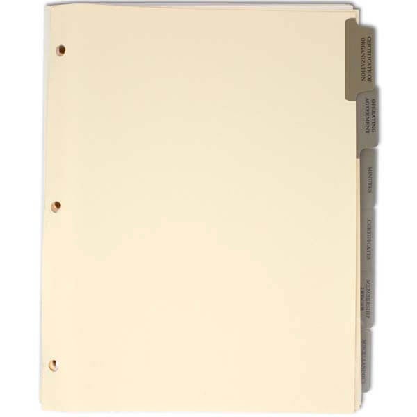 Index Tab Divider set for LLC Corporate Kits