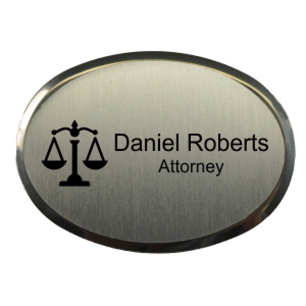 Law Office Oval Name Tag with Premier Holder (2.5" x 1.75")