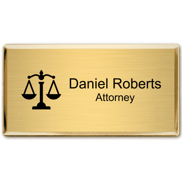 Law Office Rectangular Name Tag with Executive Holder (3" x 1.5")
