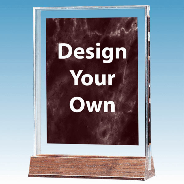 Marble Ruby Polished Acrylic Award on Walnut Base | 6" x 8.625"