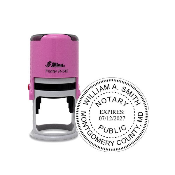 Maryland Notary Pink Stamp - Round