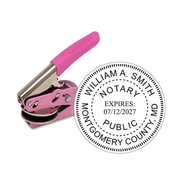 Maryland Notary Pink Seal Embosser - Round