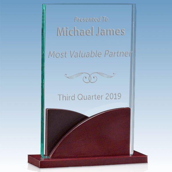 Most Valuable Person Premium Acrylic Award with Mahogany Base
