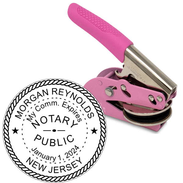 New Jersey Notary Pink Seal Embosser - Round