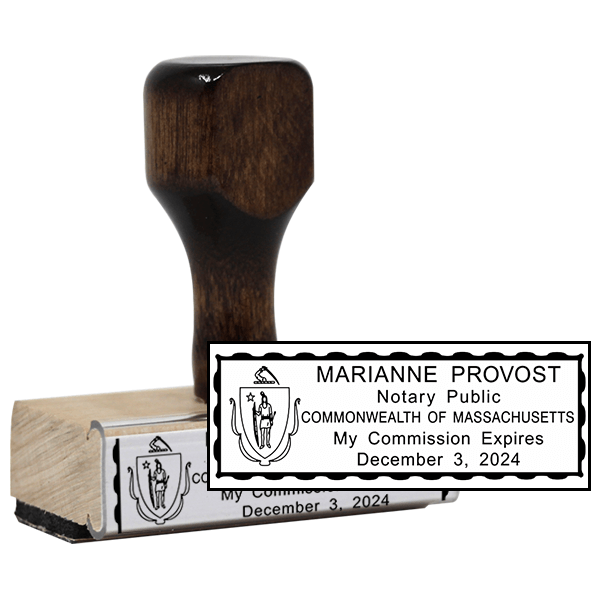 Notary Rectangle Stamp | Wood Handle