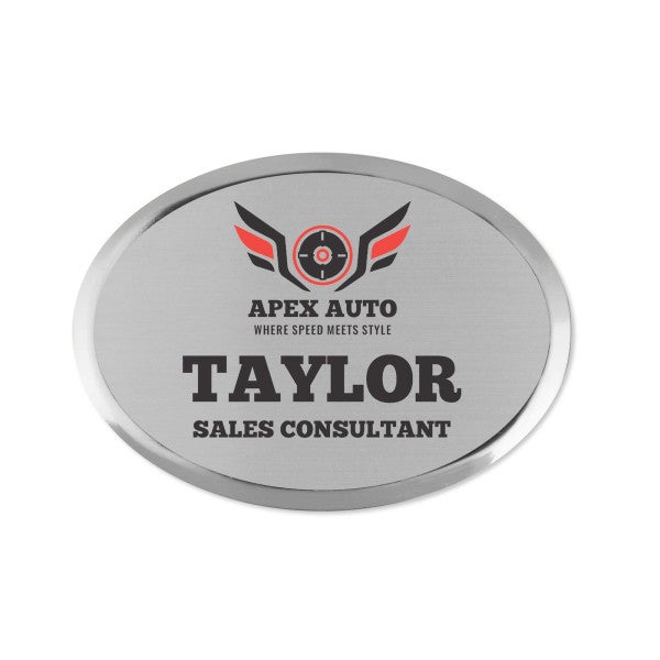 Executive Full Color Beveled Oval Name Badges - alternate view