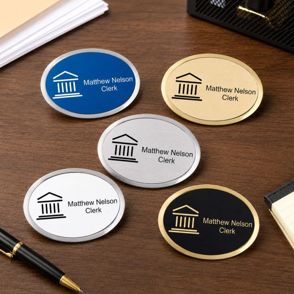 Courthouse Law Office Oval Premier Name Tag - alternate view