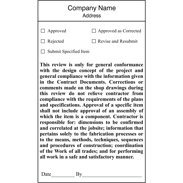 Plan & Blueprint Stamp - Shop Drawing Review Submittal