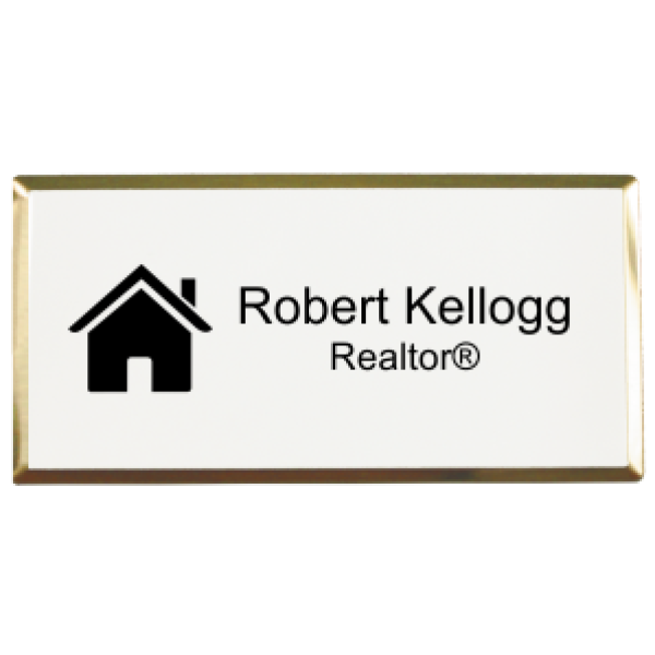 Real Estate Medium Rectangular Name Tag with Executive Holder (3"x 1.5")