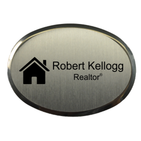 Real Estate Oval Name Tag with Executive Holder (2.5" x 1.75")