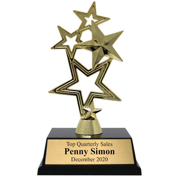 Sales Goal 5-Star Gold Award Trophy