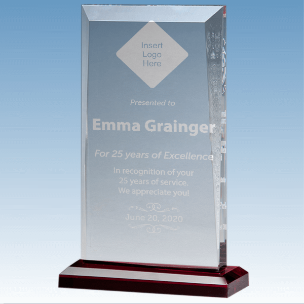Career Recognition Apex Style Acrylic Award w/ Red Base Career Recognition Apex Style Acrylic Award w/ Red Base
