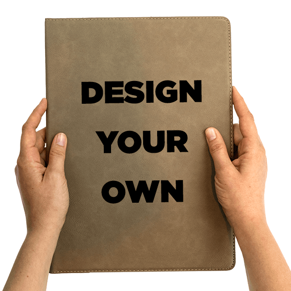 Custom brown leatherette folio Custom brown leatherette folio