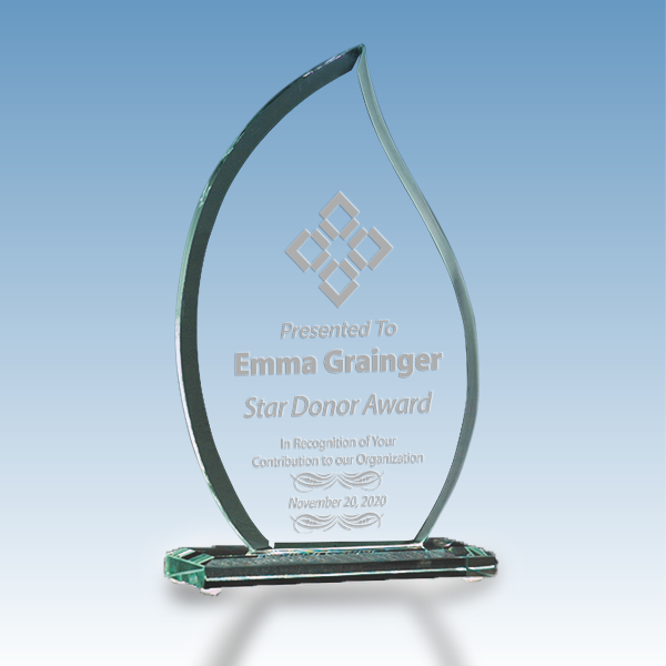 Donation Goal Flame Glass Award Donation Goal Flame Glass Award