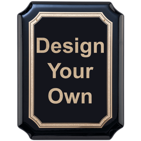 Gloss Black and Gold 9" x 12" Wall Plaque with Scalloped Corners Gloss Black and Gold 9" x 12" Wall Plaque with Scalloped Corners